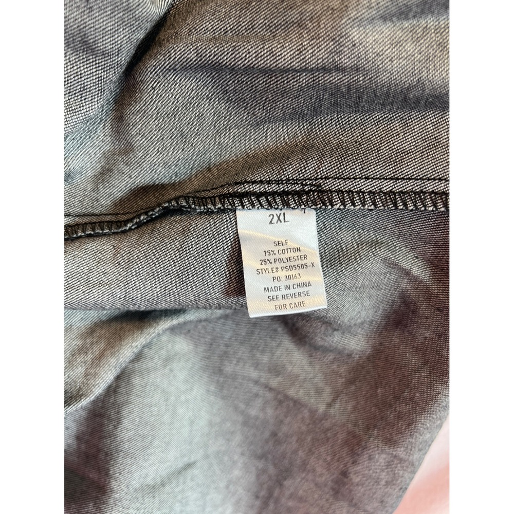 Polagram Pinstripe Denim Maxi Dress Short Puff Sleeve Button Front 2XL New - Picture 6 of 7